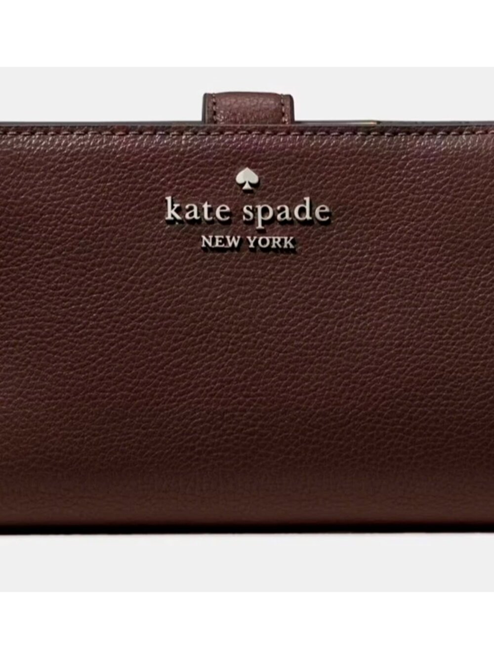 S Kate Spade Medium Bifold Wallet Dark Brown Pebbled Leather KN751 NWT $199